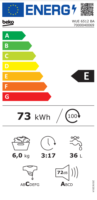 Beko WUE6512BA nuotrauka